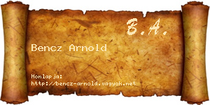 Bencz Arnold névjegykártya